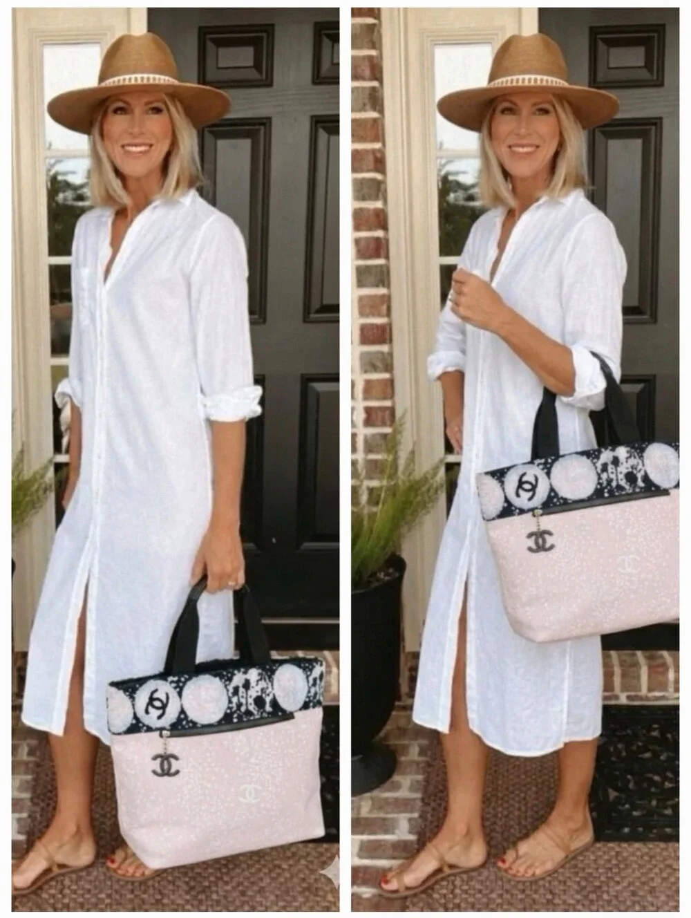 Chanel Pink Canvas & Terry Cloth CC Summer Beach Tote Bag ✨ COA
